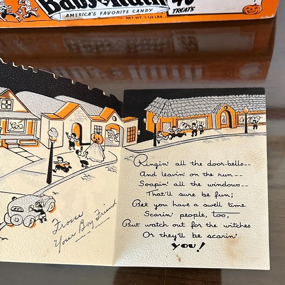 1939 Hallmark RARE Greetings for Halloween Greeting Card 4.5x4 USED‎